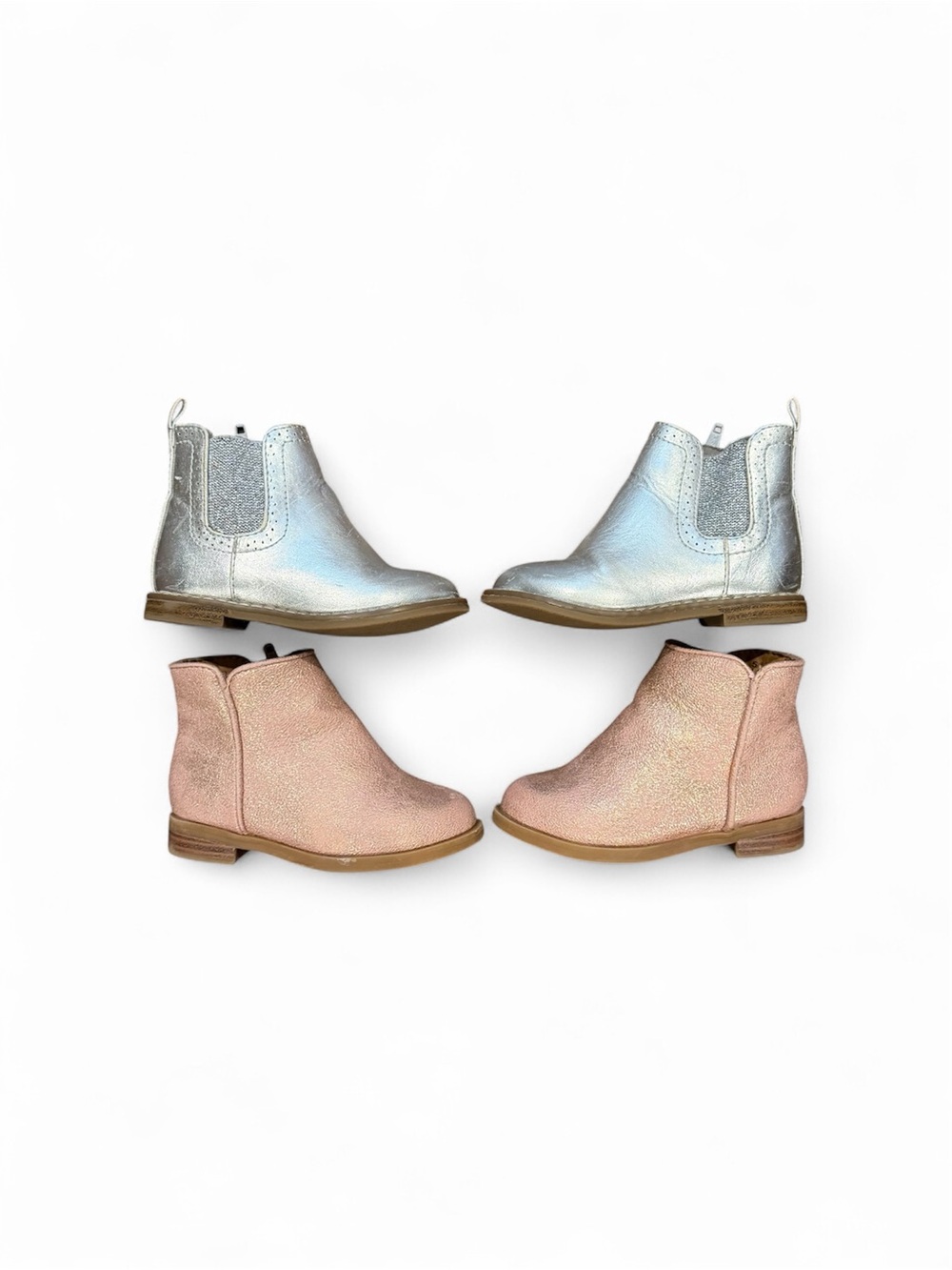 Metallic Boots Bundle - Toddler Girl Size 5 - Silver and Pink